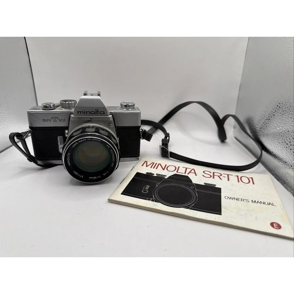 Minolta SRT‎ 101 SLR 35mm Film Camera & Case With MC Rokkor-PF f=58mm 1:1.4 Lens